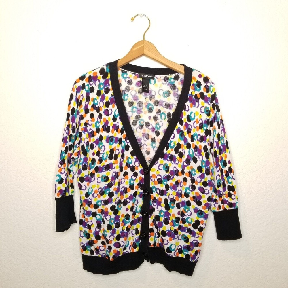 Lane Bryant Womens Geometric Cardigan Sweater Sz 18/20 Teacher Academia Casual